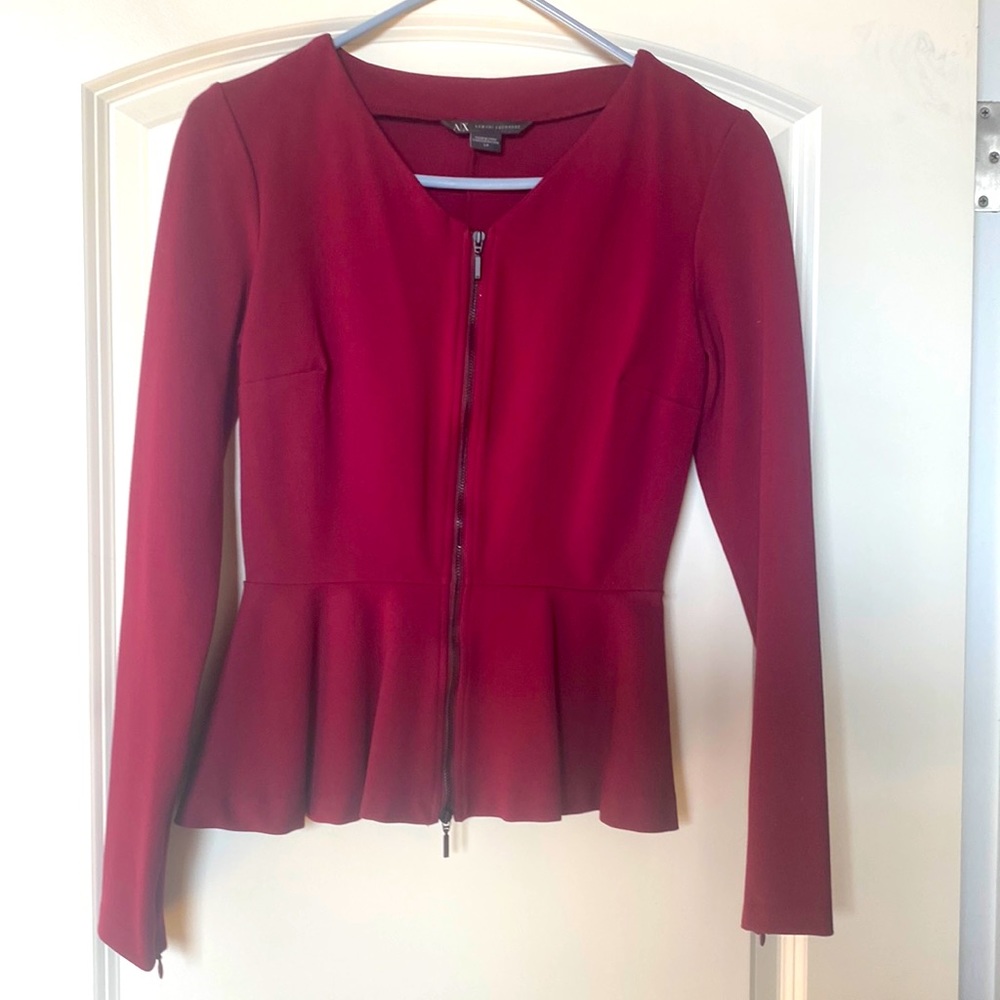 Armani Exchange peplum blazer burgundy Sz S